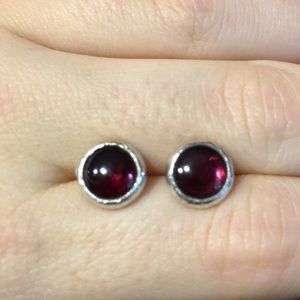 Garnet Sterling Silver Post Earrings